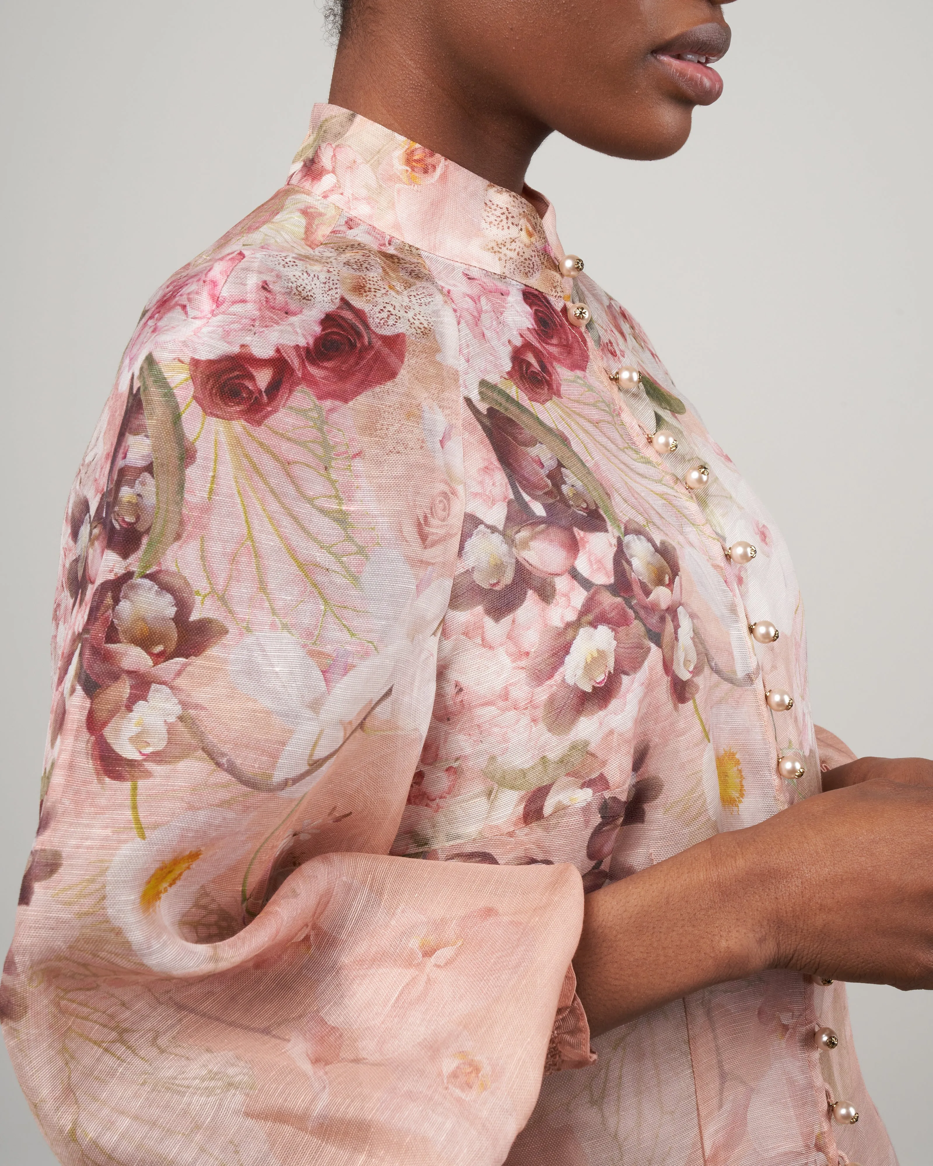 dancer floral blouse - blush garden floral