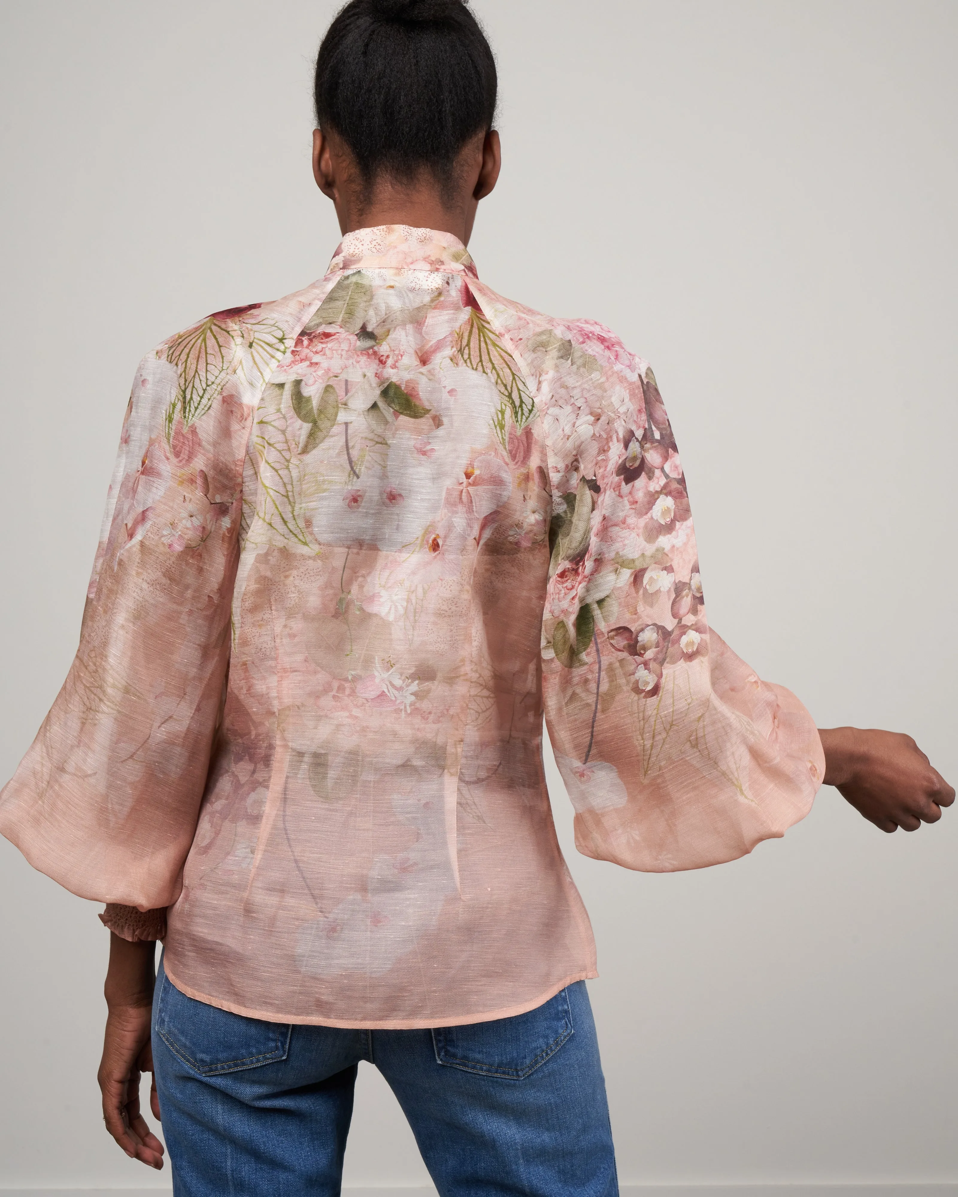 dancer floral blouse - blush garden floral