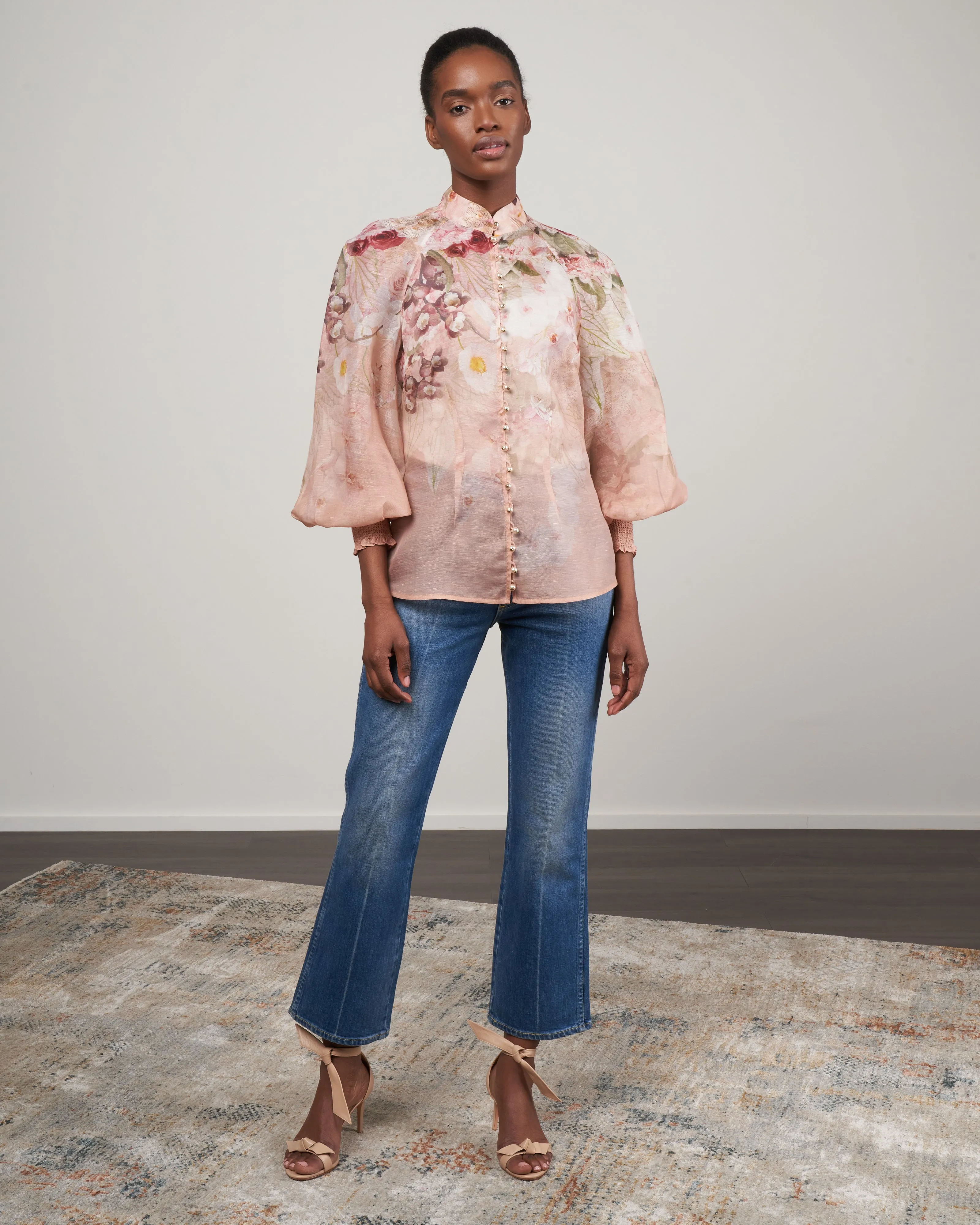 dancer floral blouse - blush garden floral
