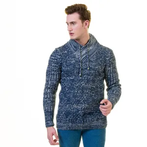 Denim Color European Wool Luxury Zippered With Sweater Jacket Warm Winter Tailor Fit