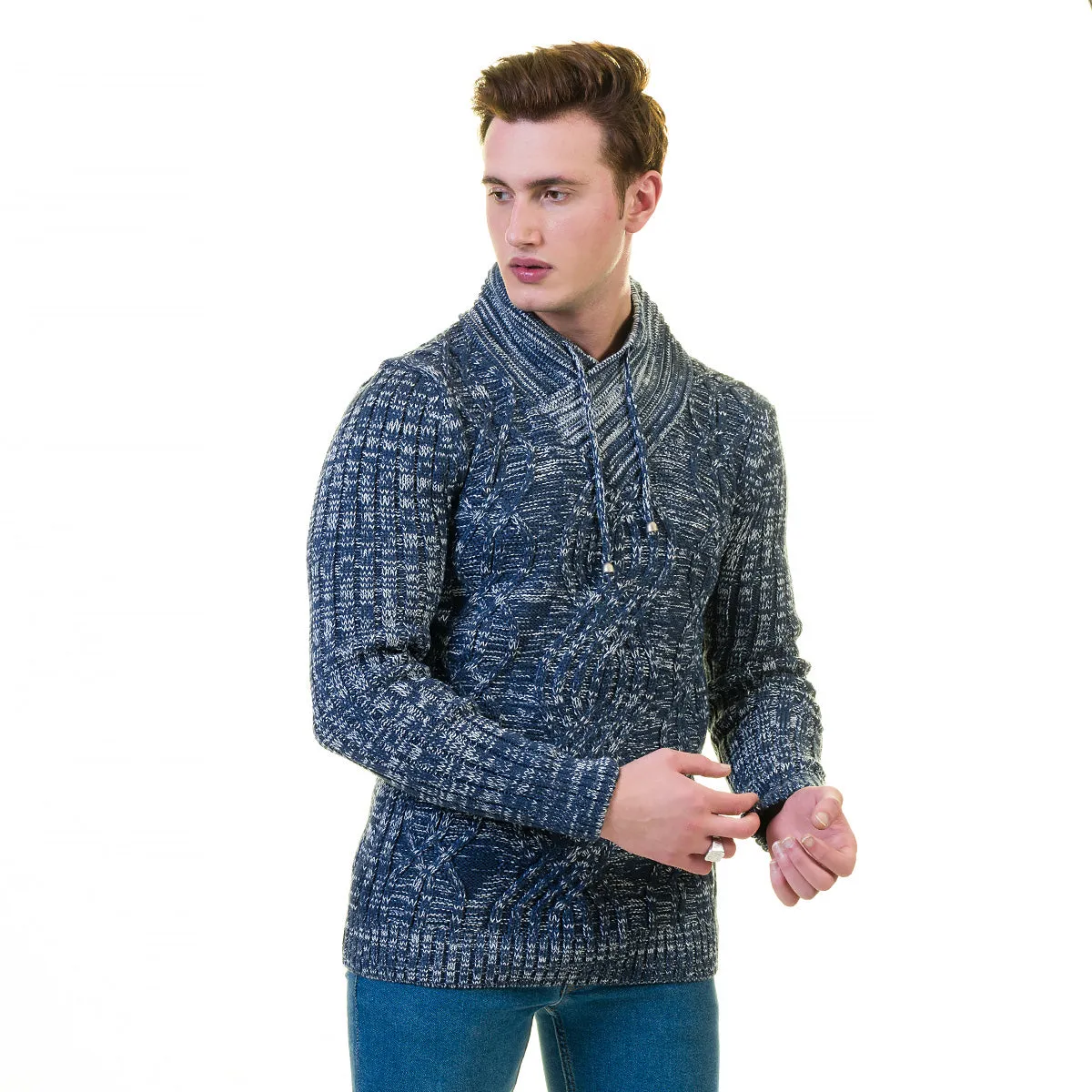 Denim Color European Wool Luxury Zippered With Sweater Jacket Warm Winter Tailor Fit