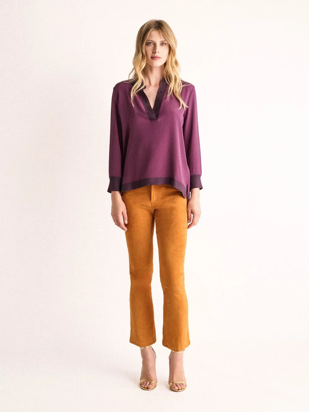 Diane Italian Plum Silk Blouse