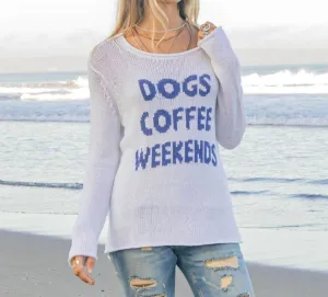 Dogs Coffee Weekends Cotton Crew Sweater - SALE
