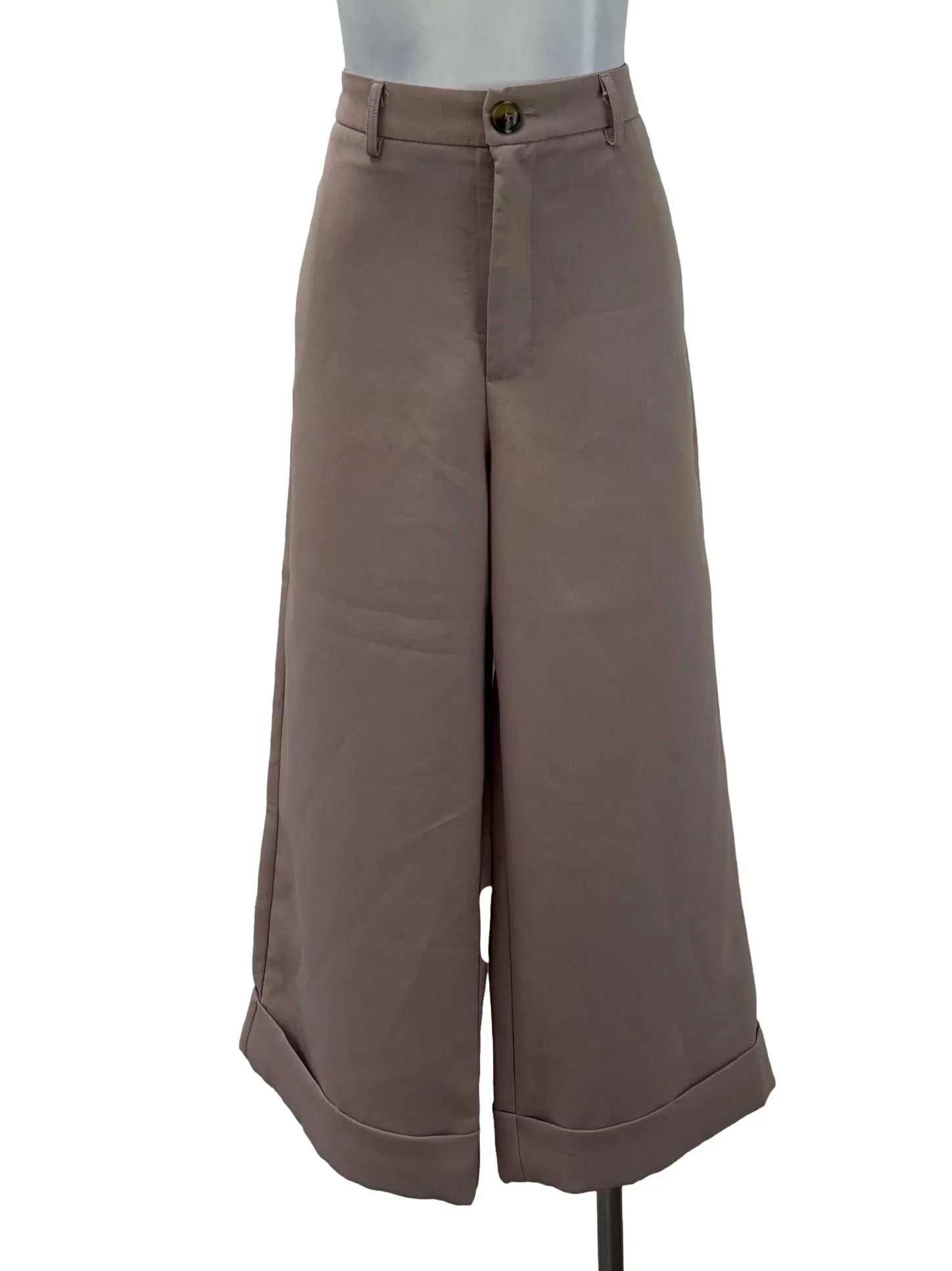 Dusty Pink Cropped Wide Leg Pants
