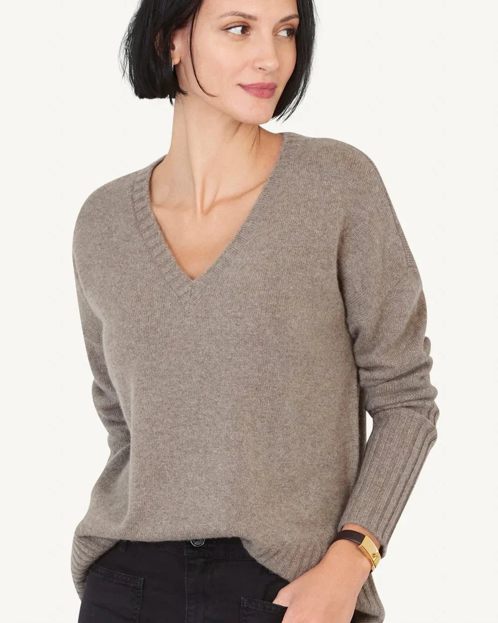 Ella Cashmere V-neck Sweater