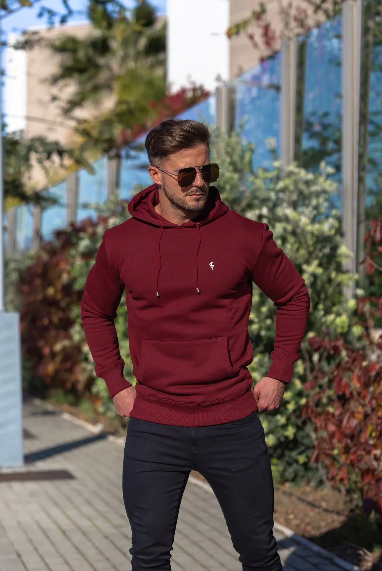 Father Sons Burgundy & Gold Overhead Hoodie Jumper - FSH546