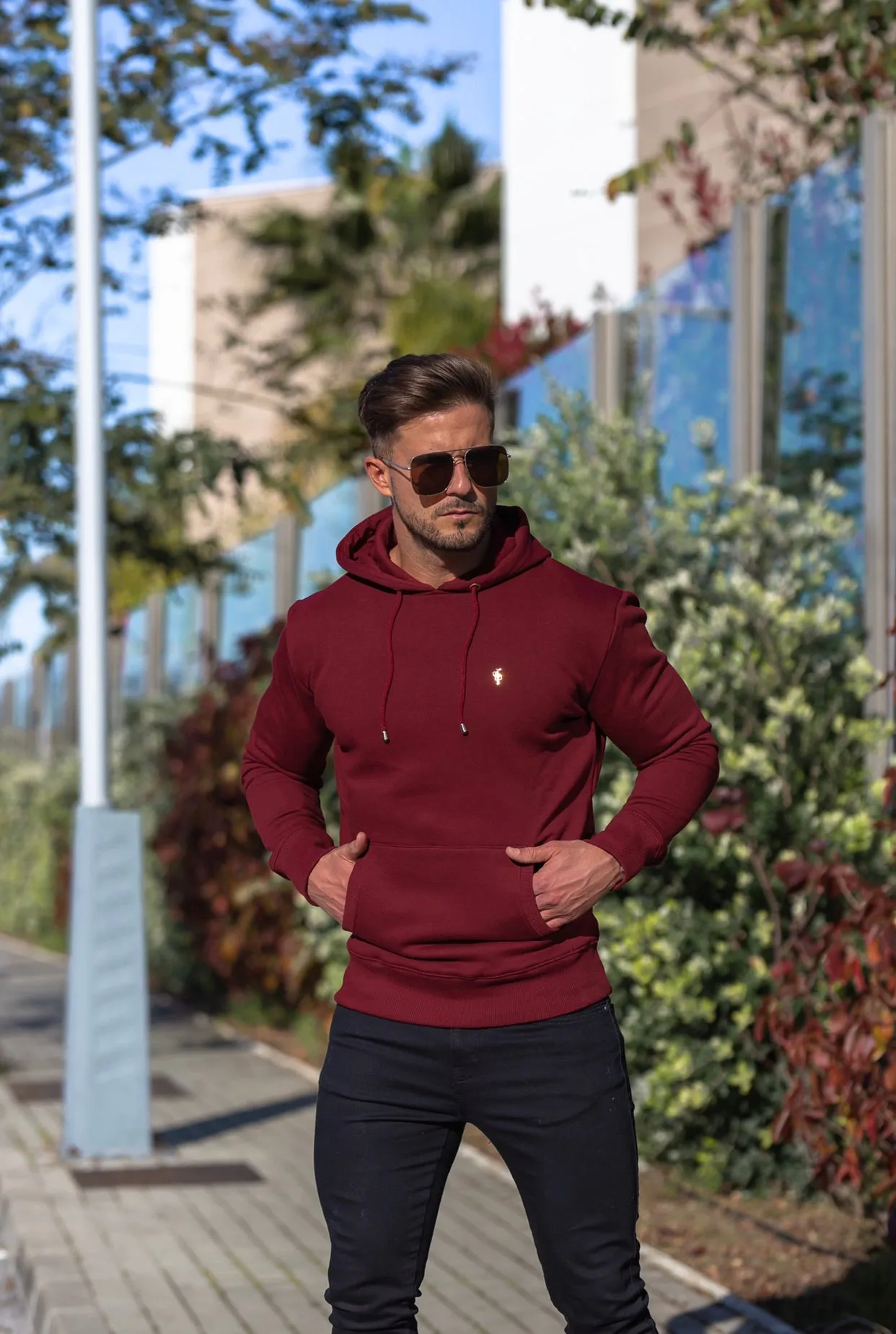 Father Sons Burgundy & Gold Overhead Hoodie Jumper - FSH546
