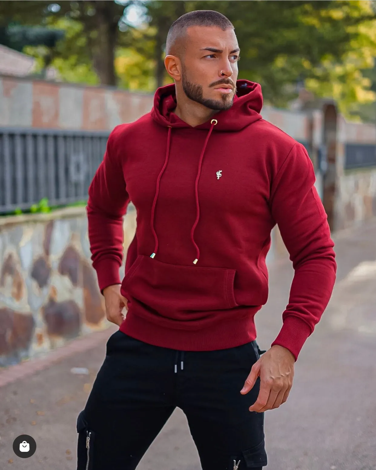 Father Sons Burgundy & Gold Overhead Hoodie Jumper - FSH546