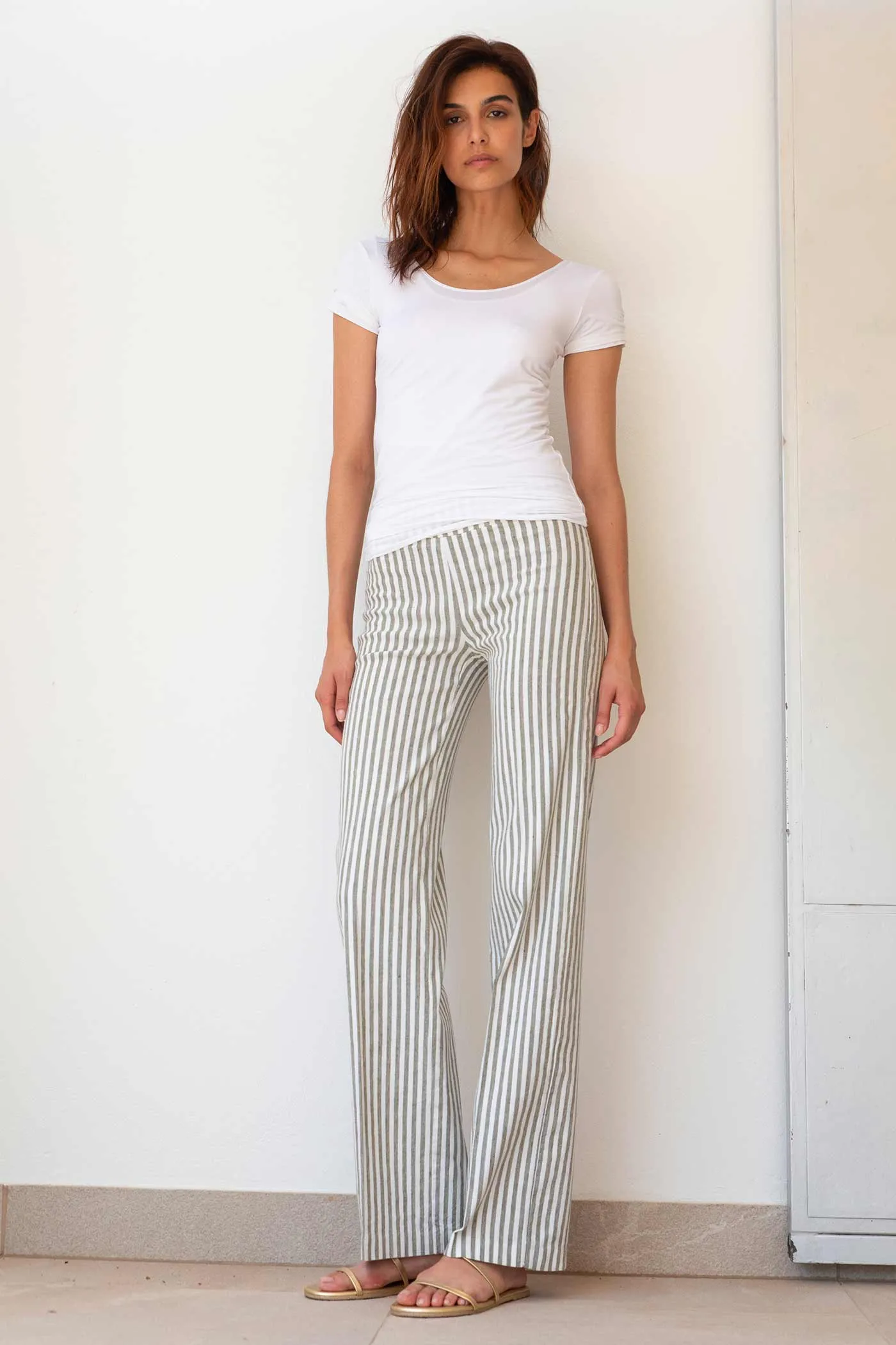 FLAVIA Linen Stripes Bengal Olive