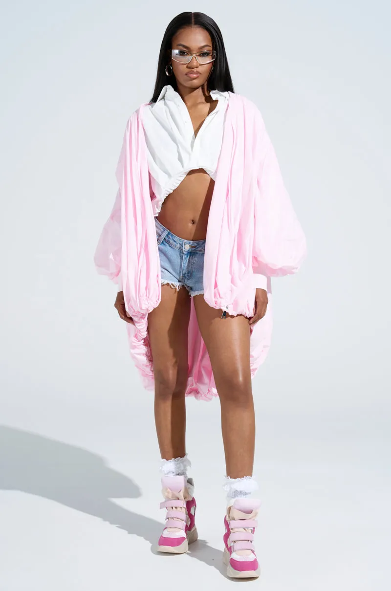 FLOATING NYLON BUBBLE BOMBER IN LIGHT PINK