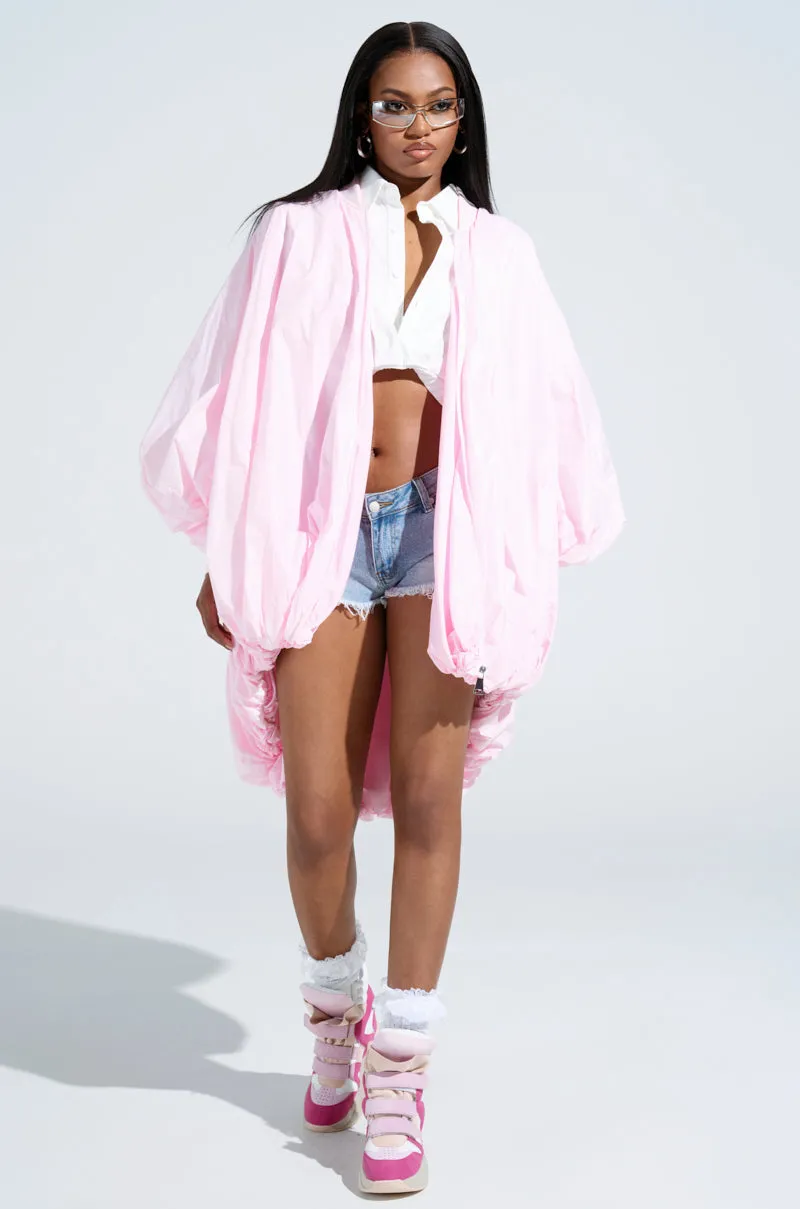 FLOATING NYLON BUBBLE BOMBER IN LIGHT PINK