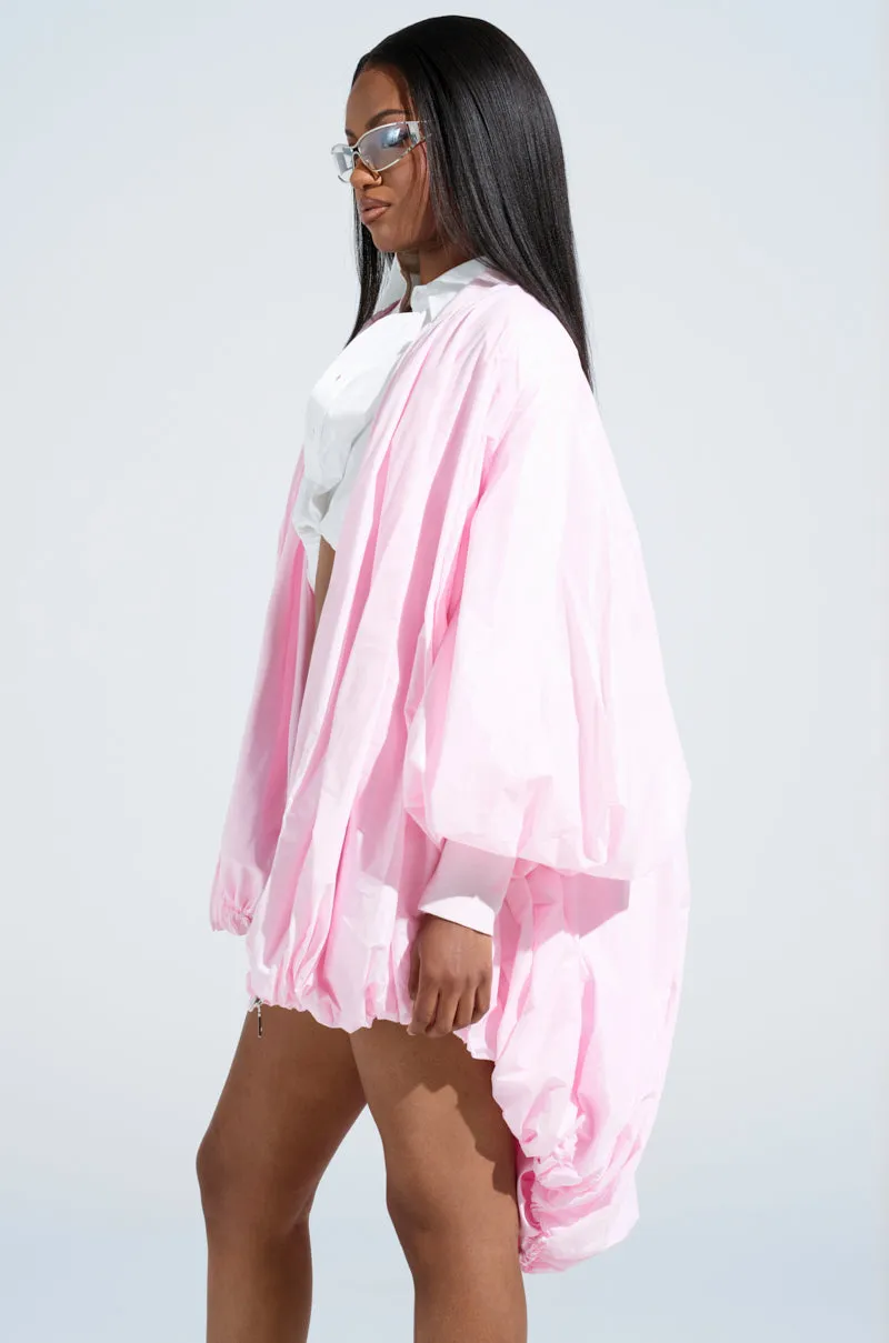 FLOATING NYLON BUBBLE BOMBER IN LIGHT PINK