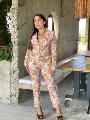 FLORAL PRINT CORSET JACKET & CIGARETTE PANT SET