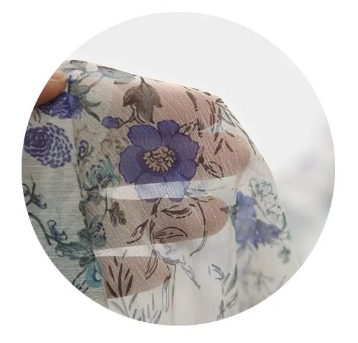 Flowers Chiffon Fabric By the Yard /19333