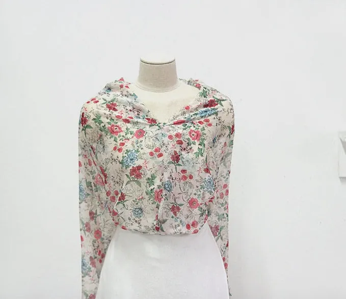 Flowers Chiffon Fabric By the Yard /19333