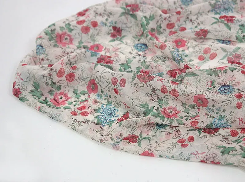 Flowers Chiffon Fabric By the Yard /19333