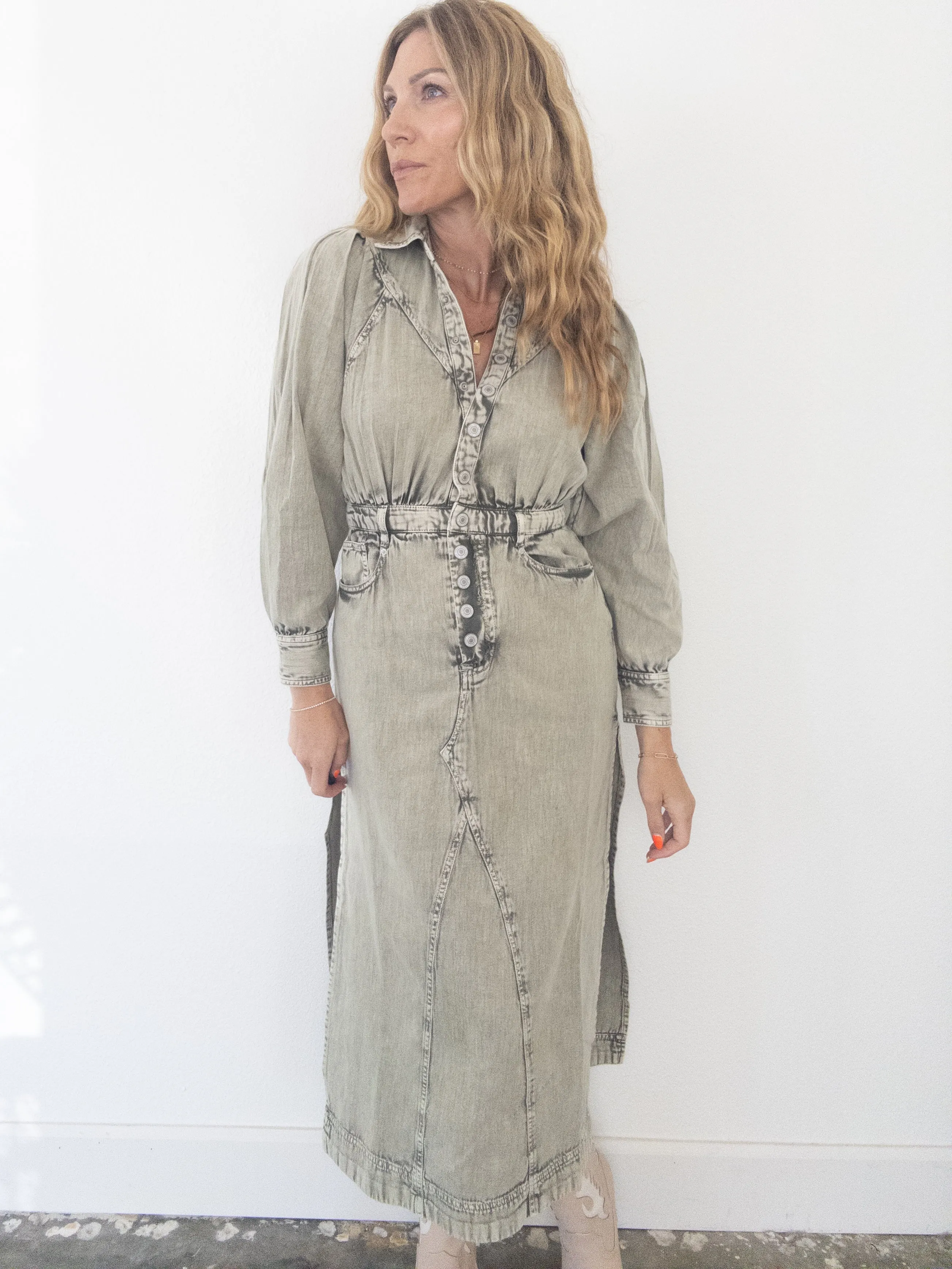 Free People Mad Love Denim Midi Dress