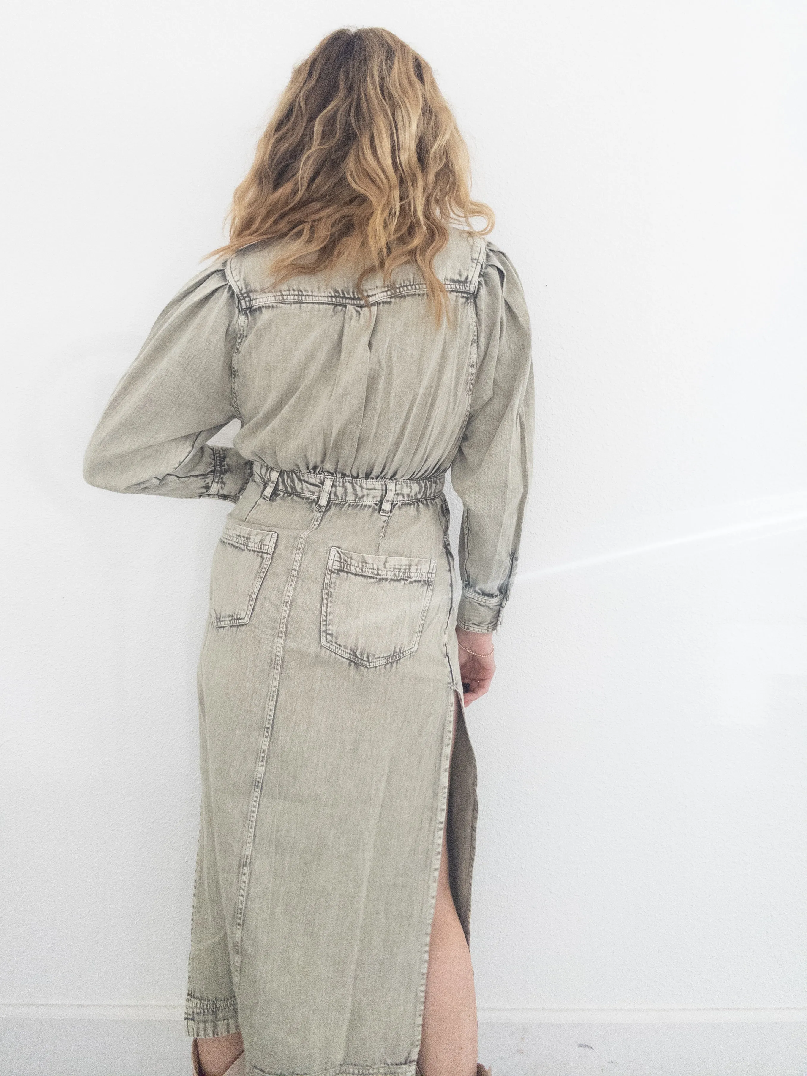 Free People Mad Love Denim Midi Dress
