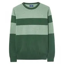 Gant Men's O2 Melamge Stripe Crew, Medium, Pine Green Melange