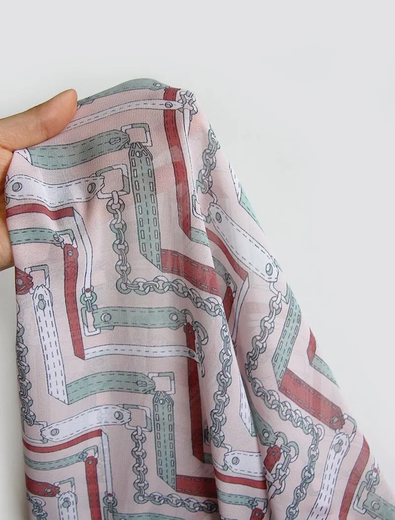 Geometric Chain Chiffon Fabric By the Yard /55995