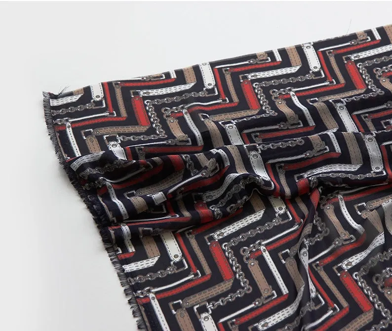 Geometric Chain Chiffon Fabric By the Yard /55995