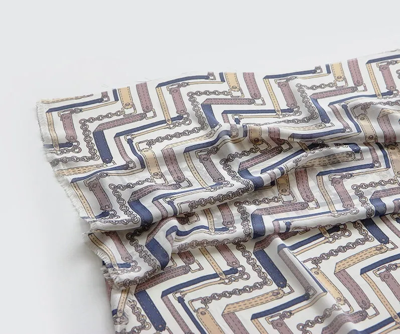 Geometric Chain Chiffon Fabric By the Yard /55995