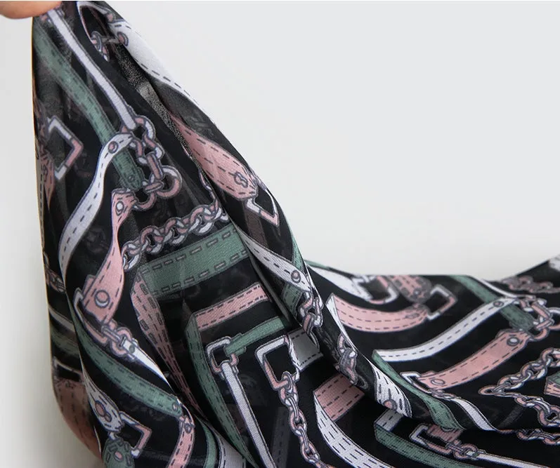 Geometric Chain Chiffon Fabric By the Yard /55995