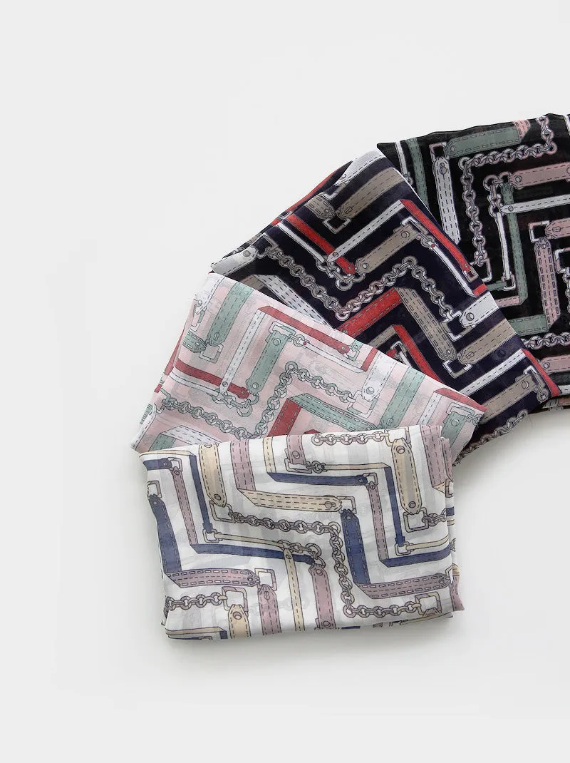 Geometric Chain Chiffon Fabric By the Yard /55995