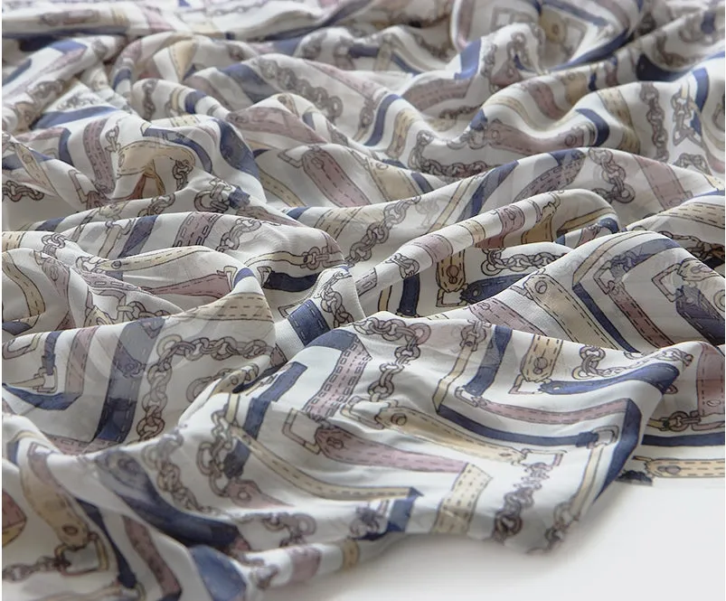 Geometric Chain Chiffon Fabric By the Yard /55995