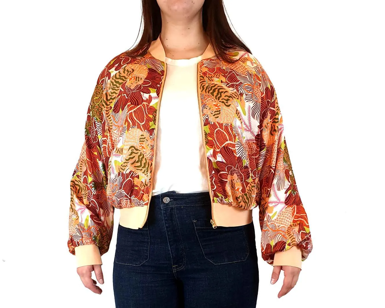 Gorman silk bomber jacket with oreintal tiger print size 14