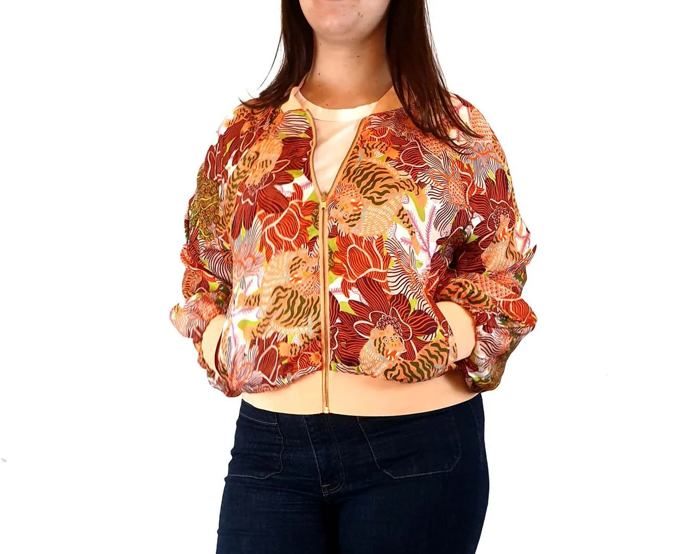 Gorman silk bomber jacket with oreintal tiger print size 14