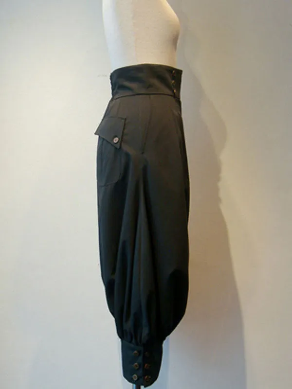 Gothic Lolita Pant Grommets Black Cropped Lolita Trousers