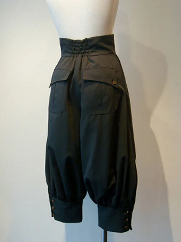 Gothic Lolita Pant Grommets Black Cropped Lolita Trousers