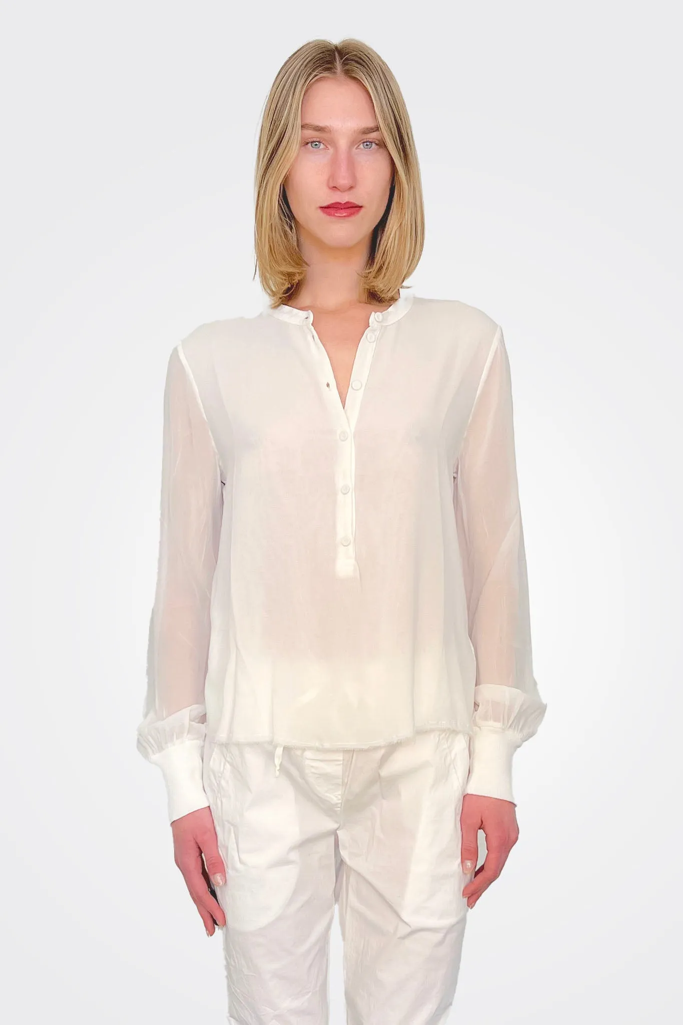 Grandad Silk Blouse - Natural