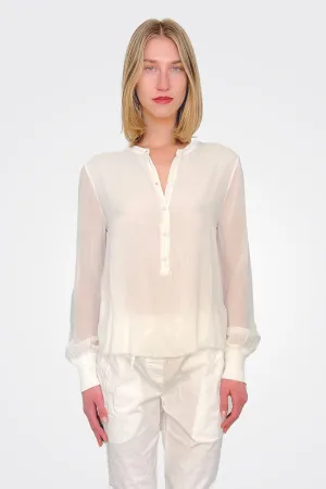Grandad Silk Blouse - Natural