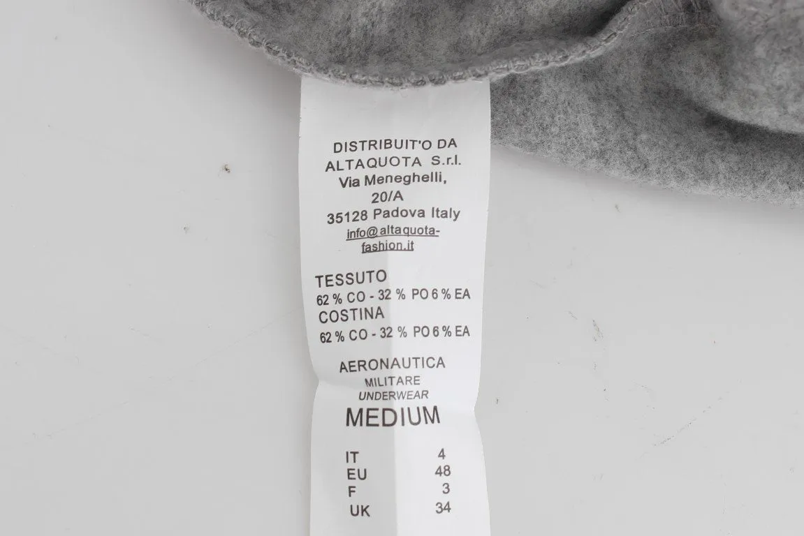 Gray Cotton Stretch Half Zipper Sweater