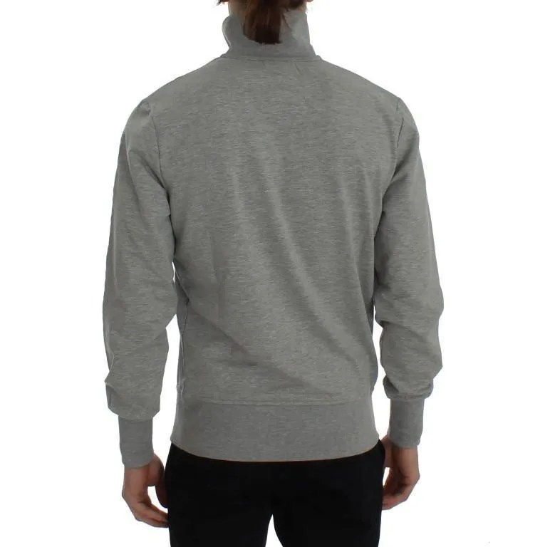 Gray Cotton Stretch Half Zipper Sweater