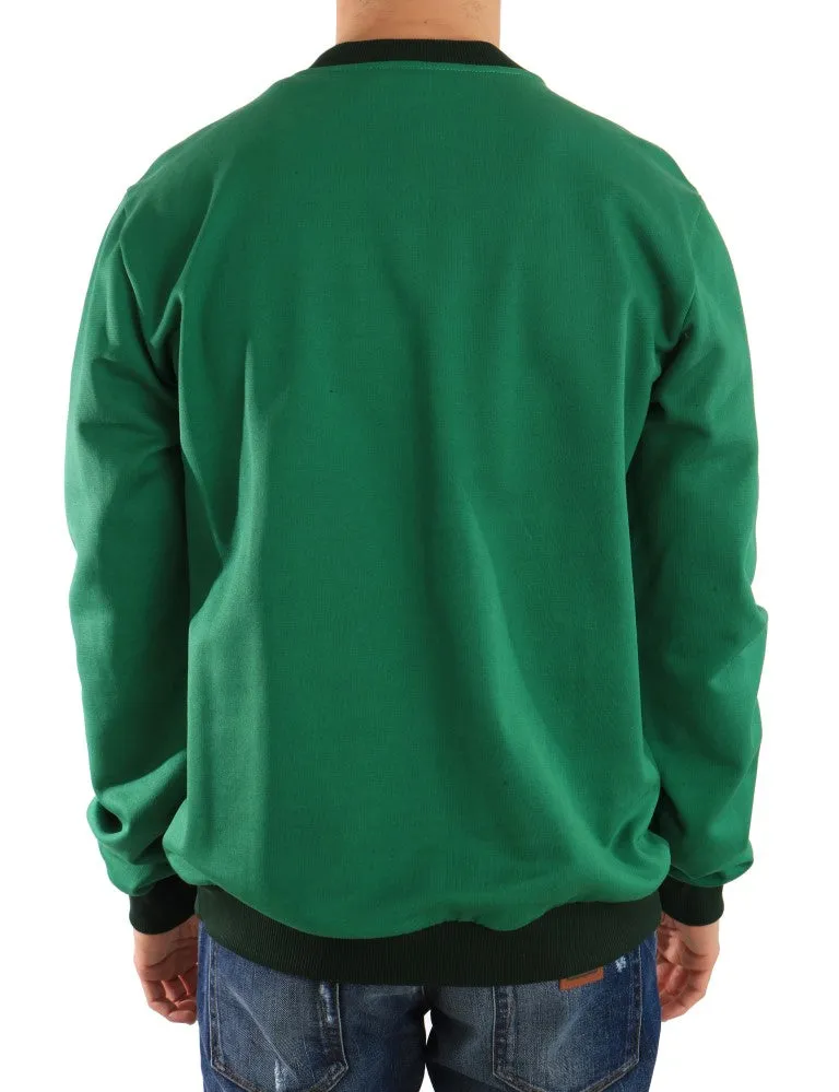 Green Cotton Pullover Sweater