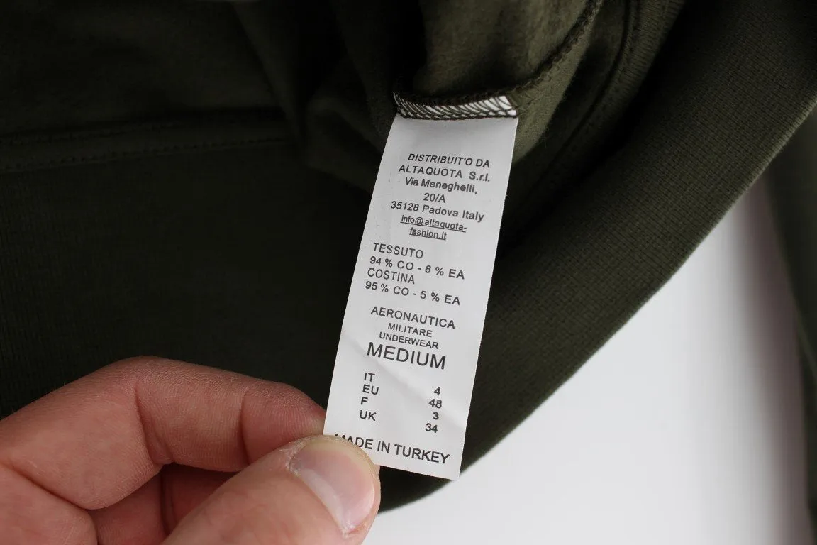 Green Cotton Stretch Full Zipper Sweater