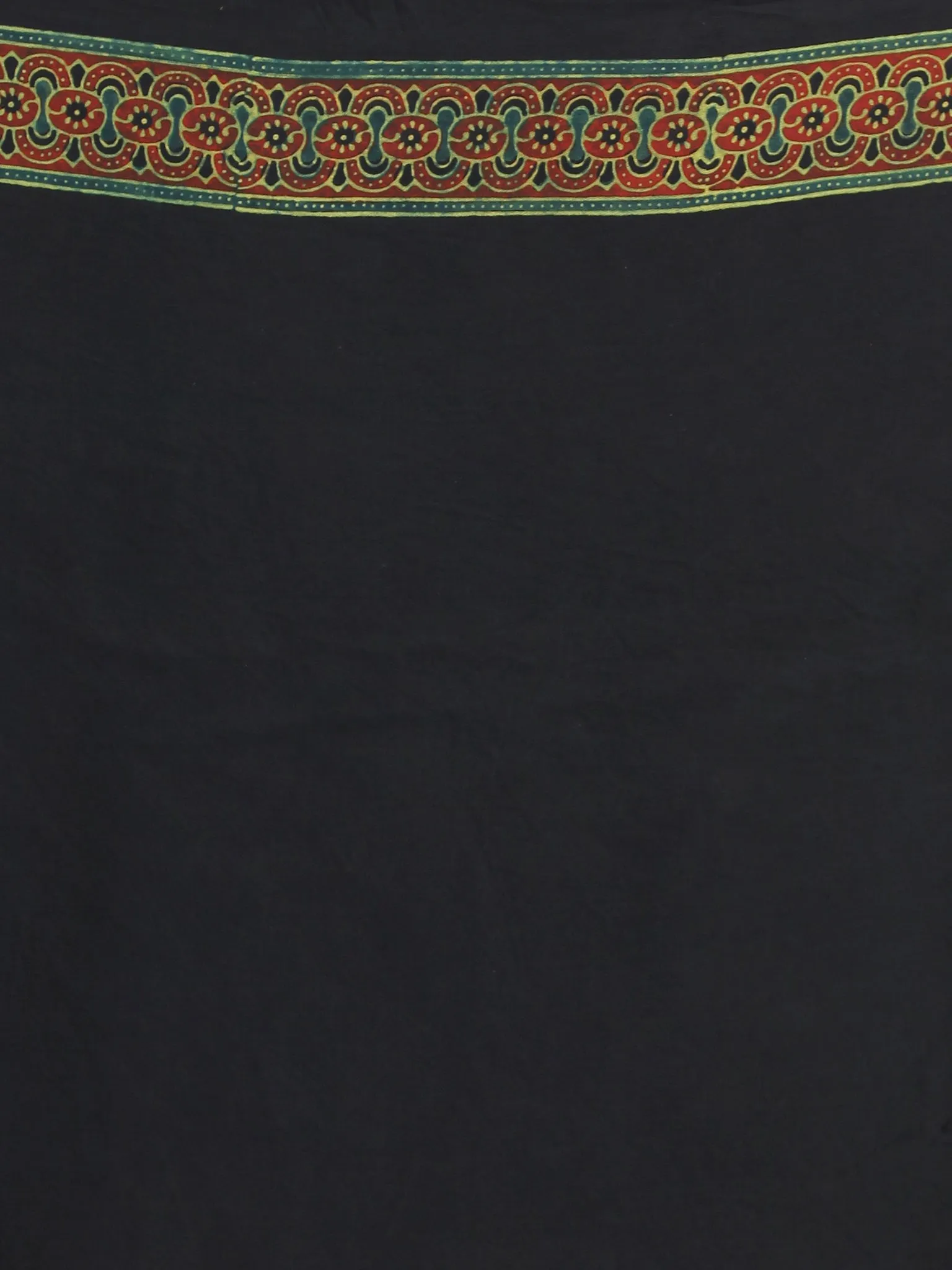 Green Red Black Ajrakh Hand Block Printed Modal Silk Saree - S031704119