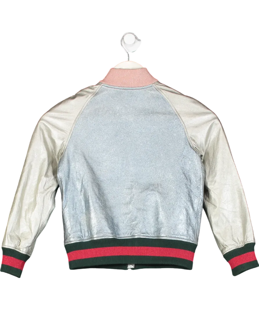 Gucci Blue Metallic Bomber Jacket 8 Years