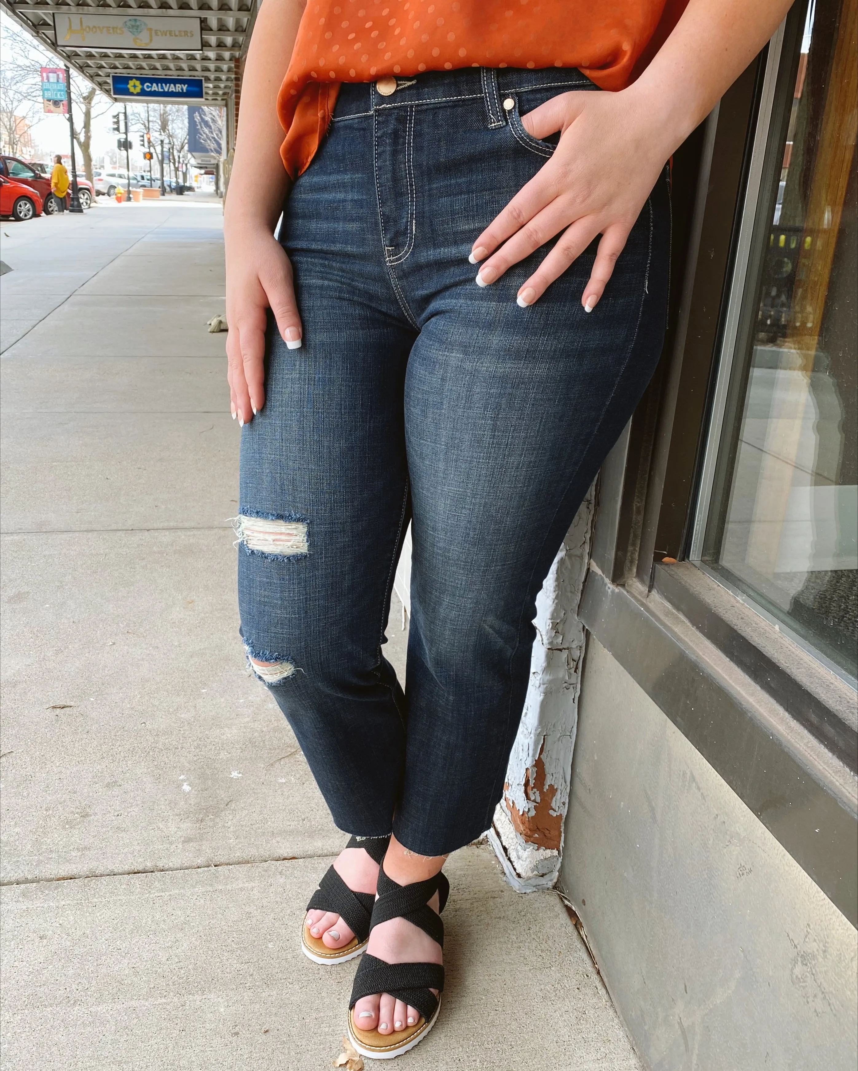 Hannah Cropped Flare w Cut Hem w 25.5" Ins