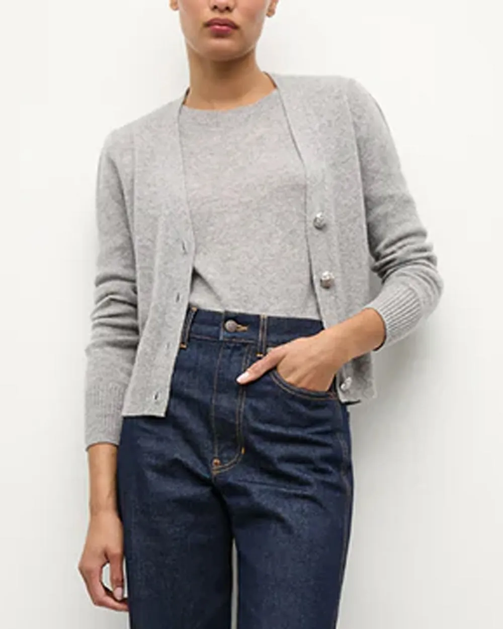 Heather Grey Cashmere Solene Cardigan