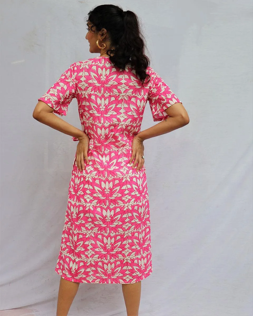 Hibi Tiedup Cotton Dress - Pink