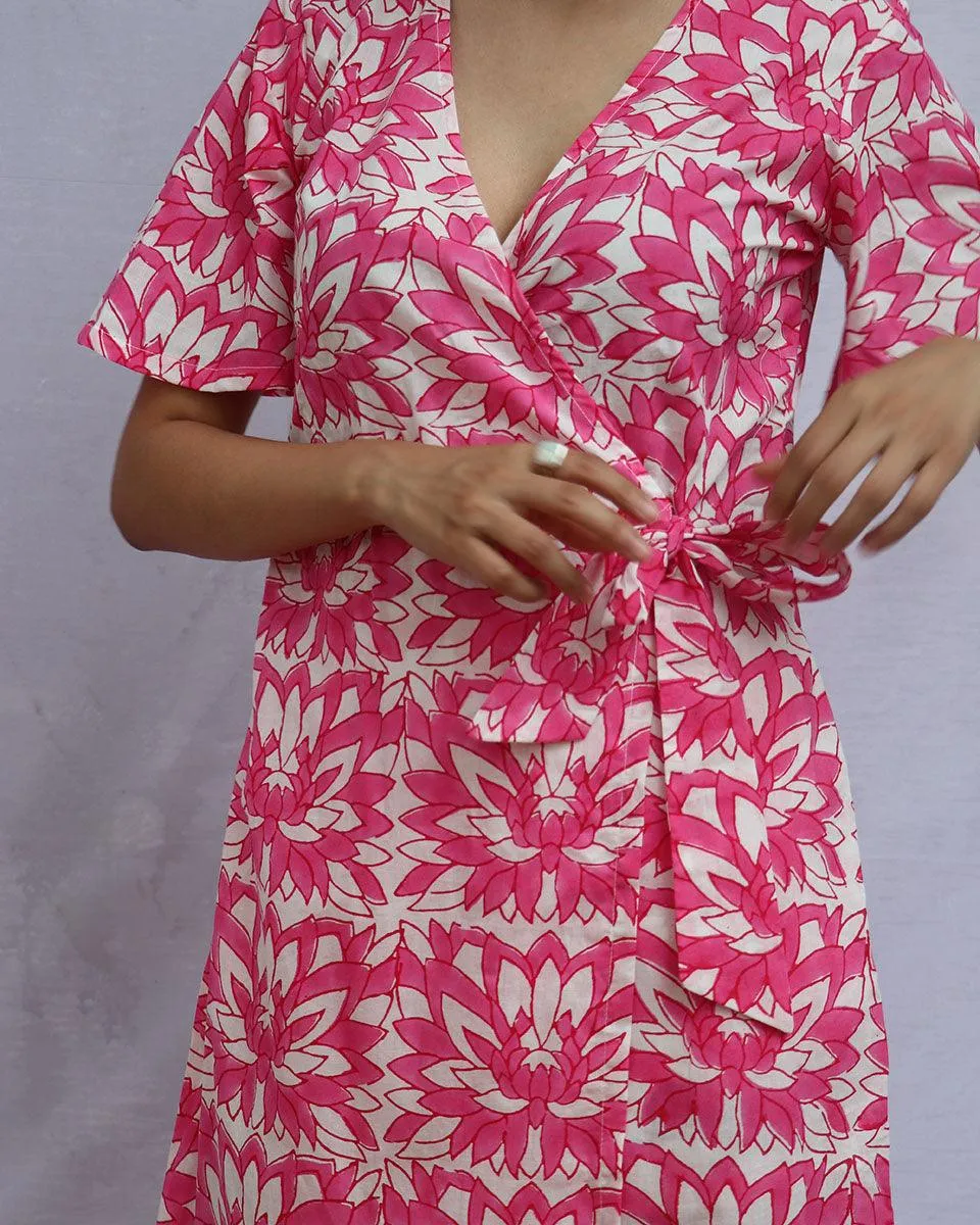 Hibi Tiedup Cotton Dress - Pink