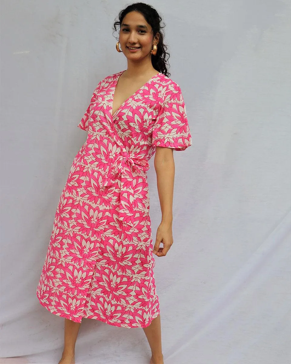 Hibi Tiedup Cotton Dress - Pink