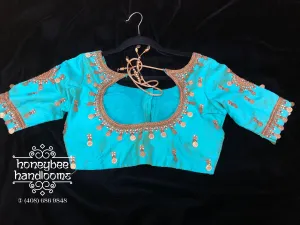 Indian Saree blouse | Indiandesigner blouse | designer blouse | sareeblouse | Kasu work blouse | Saree stitched blouse | HoneyBeeHandlooms