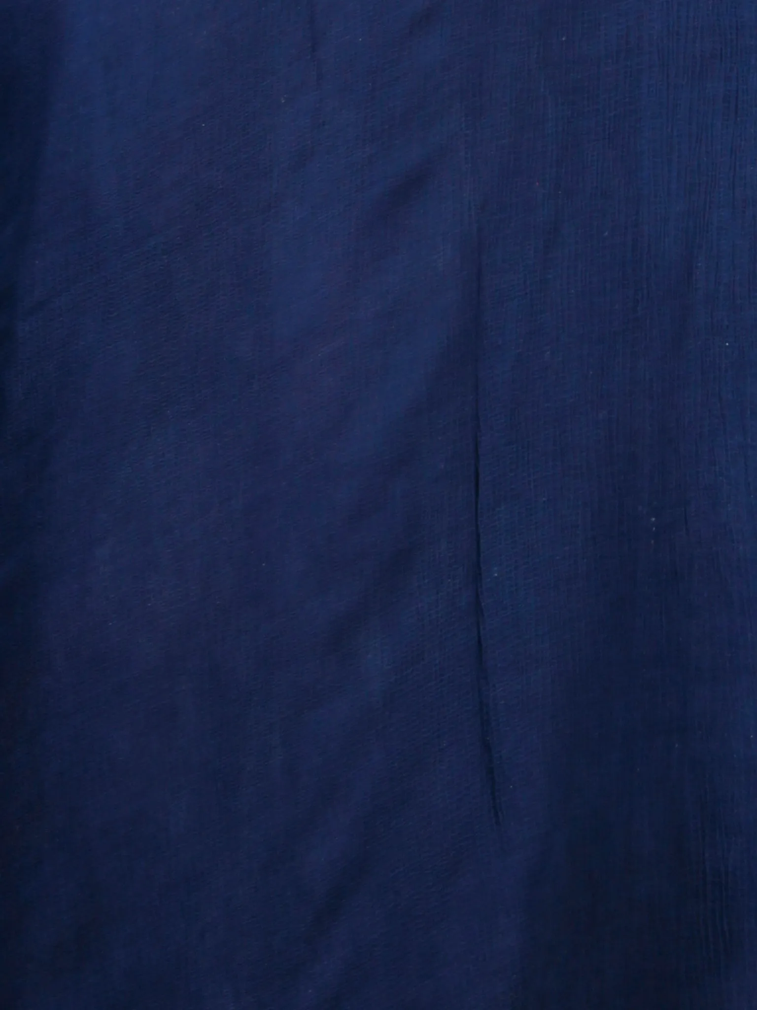 Indigo Ivory Hand Block Printed Chiffon Saree with Zari Border - S031702794