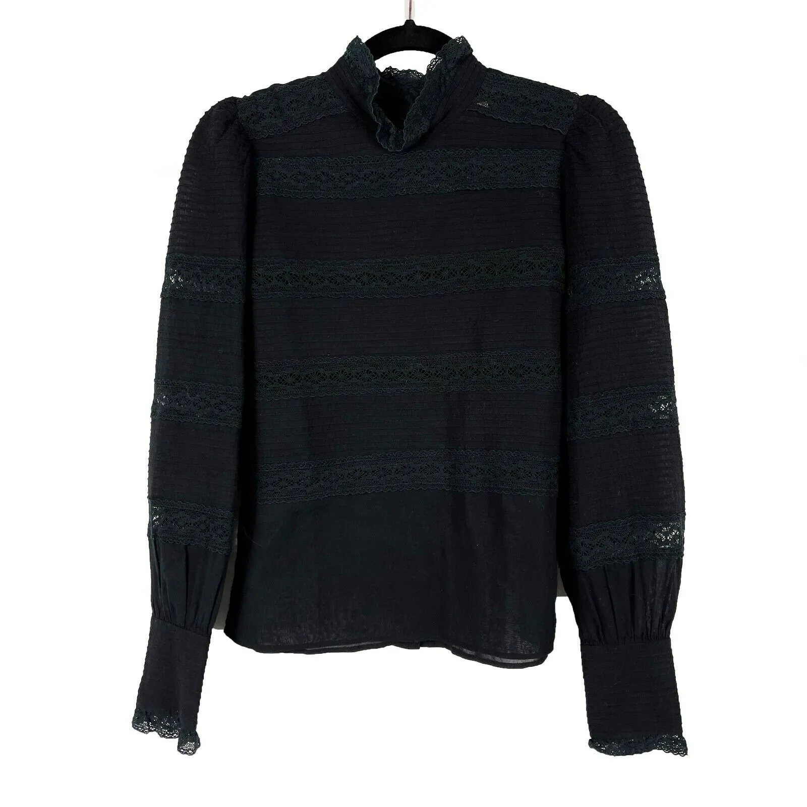 ISABEL MARANT ETOILE - Ria High Neck Lace Blouse - Black - 36 US S