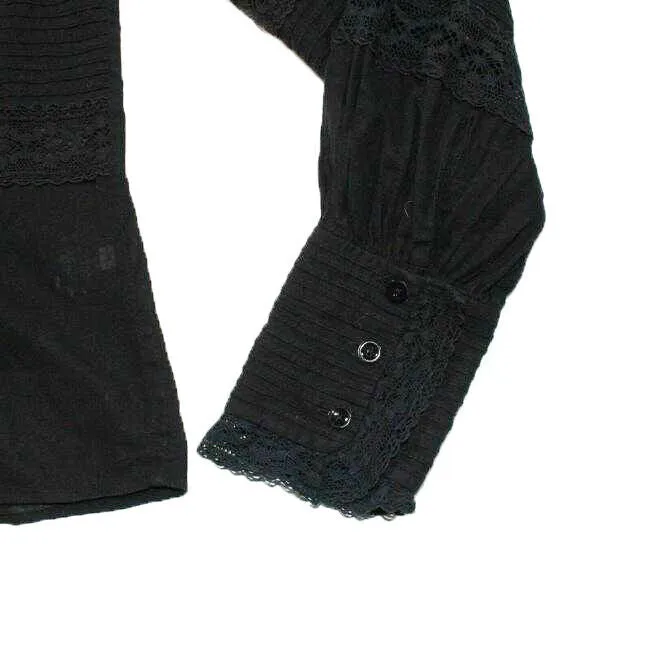 ISABEL MARANT ETOILE - Ria High Neck Lace Blouse - Black - 36 US S